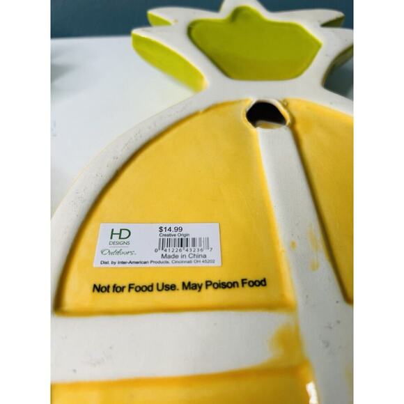 (3) NWT Pineapple Ceramic 12 3/4” Yellow Wall Hanging Decor HD Designs Outdoor - Picture 5 of 11